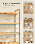 SONGMICS Over The Toilet Storage, 4-Tier Over Toilet Bathroom Organizer with Adjustable Shelves, 10.2 x 24.8 x 72.8 Inches, Space-Saving, Natural Beige UBTS041N01