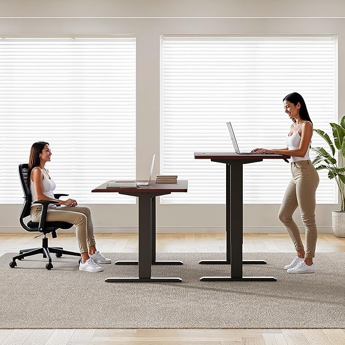 ONBRILL Standing Desk, 55x23.6 Inches Whole-Piece Board Rectangle Stand Up Desk with Solid Wood Desktop and Memory Controller, Adjustable Height from 28-46 Inches for Home & Office, Black Walnut