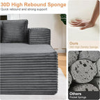 Modular Sectional Sofa, L Shaped Comfy Cloud Couch with Deep Seat, Boneless Couch for Living Room, Modern Corduroy Sectional Sofa with Chaise, No Assembly Required, Sofa in A Box, Dark Gray