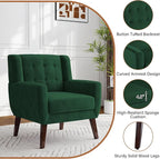 Lumibee Accent Chairs Set of 2, Velevet Fabric Armchairs for Living Room, Comfy Upholstered Arm Chairs Tufted for Indoor Bedroom Office Room (Retro Green Velvet)