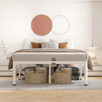 ROIL 14 Inch White Full Size Bed Frame with Rounded Corner and Headboard Hole Mattress Retainers 3500LBS Heavy Duty Steel Slats No Box Spring Needed Platform Noise-Free Easy Assembly