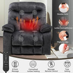 EONIX Oversized Big Man Power Lift Recliner Chair for Elderly with Heat and Massage, 400lbs Dual Motor Lay Flat Electirc Lift Chair with Extended Footrest, SLRY008063, Black