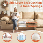 113 in Oversized Cloud Sofa with L Shape Chaise, Sectional Couches for Living Room, Assembly Free Modular Comfy Corduroy Sofa with Right Facing Chaise Longue for Home Apartment (Right Chaise, Beige)