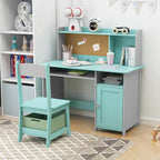 TaoHFE Blue Kids Desk Chair,Kids Desk with Storage and Shelf,Wooden Kid Desks and Chair Set for Bedroom and Study,Kid Study Desks for Boys, Girls Table and Chair Set