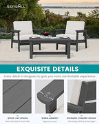 SERWALL HDPE Outdoor Couch Set of 2, All-Weather Wood-Like Outdoor Patio Furniture Set, Outdoor Sofa Chairs with Khaki Cushions