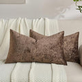 FUTEI Dark Coffee Flannel Throw Pillow Covers 12x20 Inch Set of 2,Soft Dimensional Textured Lumbar Pillow Cases,Modern Home Decor for Couch Living Room