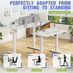 Homall Height Adjustable Electric Standing Desk, Memory Stand up Desk with Headphone Hook, Home Office Desks with Splice Board
