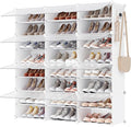 SONGMICS Shoe Rack Organizer, 12-Tier Shoe Storage Cabinet for Closet and Entryway, Holds 48 Pairs of Shoes, Adjustable, Cloud White and Trasparent ULPC040W01