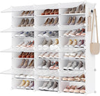 SONGMICS Shoe Rack Organizer, 12-Tier Shoe Storage Cabinet for Closet and Entryway, Holds 48 Pairs of Shoes, Adjustable, Cloud White and Trasparent ULPC040W01