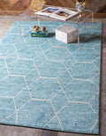 Unique Loom Trellis Frieze Collection Area Rug - Geometric (5' 1" x 8', Light Blue/ Ivory)