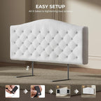 King Headboard Only, Modern Button-Tufted Upholstered Headboard King Size with 4" Thickened High-Density Sponge, Luxury Chenille Fabric, Adjustable Height, Easy Assembly, Beige