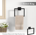 5-Pieces Matte Black Bathroom Accessories Set, 23.6 Inch Bath Towel Bar Set, SUS 304 Stainless Steel Bathroom Hardware Set, Towel Racks for Bathroom Wall Mounted.