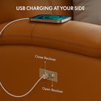 FLEXISPOT X3 Power Recliner Chair, Adjustable Electric Recliner with USB Port, Thick Cushion & Padded Back, Comfortable Faux Leather Chair for Adults, Living Room, Nursery, Home Theater (Saddle Brown)