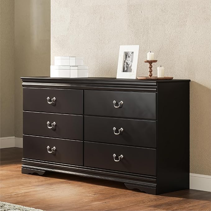 Signature Design by Ashley Huey Vineyard Classic 6 Drawer Dresser, BLack