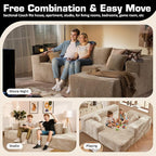 106" Cloud Sectional Couch with Chaise Lounge,L Shaped Modular Modern Sofa,Comfy Corduroy Fluffy Couches with Deep Seat,No Assembly Required Couch for Living Room(Right,Plush Corduroy,Beige)