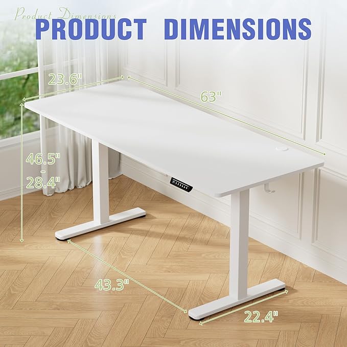 Homall Height Adjustable Electric Standing Desk, Memory Stand up Desk with Headphone Hook, Home Office Desks with Splice Board