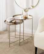 Kate and Laurel Ulani Modern Nesting Side Table; Set of 2; Silver; Sophisticated End Tables for Storage and Display