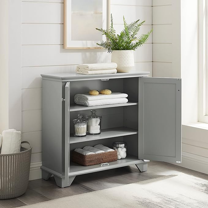 Crosley Furniture Lydia Accent Storage Cabinet, Bar, Buffet for Kitchen, Living Room, or Entryway, Gray