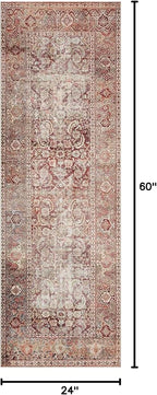 Loloi Layla Collection LAY-11 Cinnamon/Sage 2'-0" x 5'-0" .13" Thick Accent Rug, Soft, Durable, Vintage Inspired, Distressed, Low Pile, Non-Shedding, Easy Clean, Printed, Living Room Rug
