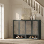 SICOTAS Rattan Shoe Storage Cabinet - Modular Shoe Cabinets with Door Tall Large Shoe Cabinet Storage for Entryway - 65.6" Wide Modular Cabinet for Hallway, Living Room