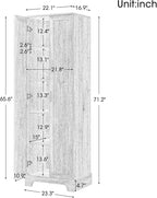 Tall Storage Cabinet, Bathroom Floor Freestanding Storage Cabinet with 2 Doors, 5 Shelves, and Adjustable Shelves for Bathroom, Office, Living Room, White