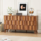 9 Drawer Dresser, Modern Fluted Storage Dresser with Deep Drawers and Metal Handles, Wood Chest of Drawers Storage Organizer for Bedroom, Living Room, Hallway (Walnut)