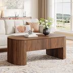 Tribesigns 47-Inch Oval Lift Top Coffee Table with Storage Shelf for Living Room, Rustic Lift Up Tabletop Mid Century Center Tables with Hidden Compartment, Rustic Brown