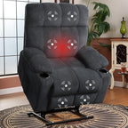 FLEXISPOT XL5 Dual OKIN Motor Power Lift Recliner Chair for Elderly, Lay Flat Electric Recliner with Massage & Heat, USB Ports, Fabric Reclining Sofa for Living Room Bedroom, Grey