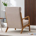 ANJHOME Mid Century Modern Accent Chair with High Back, Single Lounge Armchair with Solid Wood Frame, Comfy Reading Chair for Living Room, Easy Assembly