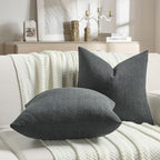 FUTEI Dark Grey Chenille Throw Pillow Covers 22x22 Inch Set of 2,Soft Striped & Diamond Textured Cushion Cases,Modern Home Decor for Couch Living Room