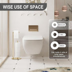 Gold Freestanding Toilet Paper Holder with Reserve for Bathroom with Weighted Base, Modern Tissue Roll Holder Stand