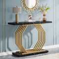Tribesigns Gold Console Table, Faux Marble Entryway Table Narrow Sofa Table with Geometric Metal Base, 40 Inch Modern Accent Table Entrance Table for Living Room, Hallway, Foyer, Black