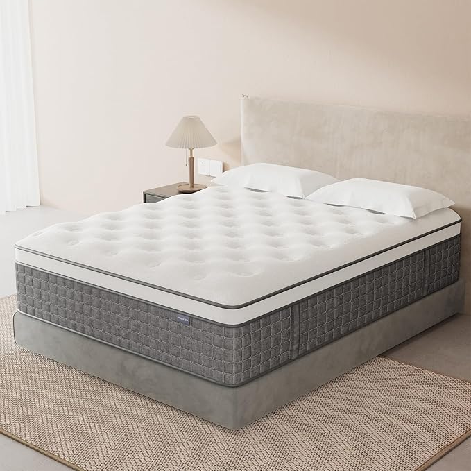 Mattress King Size, Medium Firm 12 Inch Mattresses with Extra Lumbar & Shoulder Support, Hybrid Mattress King with Gel Memory Foam Pain Relief - Fiberglass Free - No Odor - 365 Night Trial