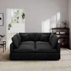 Linen Sleeper Sofa Bed,Modern Sectional Sofa Couch for Living Room,67 Inch Cloud Couches Cushion Covers Removable,Cozy Feather Down Sofa for Apartment Black