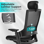 CLATINA Ergonomic High Swivel Executive Chair with Adjustable Height Head 3D Arm Rest Lumbar Support and Upholstered Back for Home Office Black Mesh/High Back