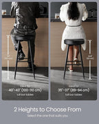 VASAGLE EKHO Collection - Bar Stools Set of 2, Counter Height Bar Stools, Kitchen Counter Stools, Mid-Century Modern Backless Counter Stools, 24.8-Inch Tall, Kitchen Island Home Bar, Ink Black