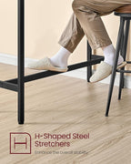 VASAGLE Bar Table, Narrow Long Kitchen Dining Table with Charging Station, Sturdy Metal Frame, Industrial, 15.7 x 39.4 x 35.4 Inches, Rustic Brown and Ink Black ULBT101K01