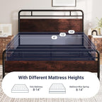 Allewie Full Size Platform Bed Frame with Wooden Headboard and Footboard, Heavy Duty 13 Metal Slats Support, Under-Bed Storage, No Box Spring Needed, Noise Free, Easy Assembly, Mahogany
