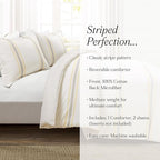 Lush Decor Farmhouse Stripe Reversible Cotton Comforter Set, 3 Piece Set, King, Yellow & Gray - Cozy Farmhouse Bedding Set - Rustic Decor - Striped Comforter - Modern Farmhouse Bedroom Decor