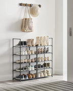 SONGMICS Shoe Rack, 10-Tier Shoe Shelf, Shoe Storage Organizer, 11 x 17.7 x 68 Inches, Metal Frame, Non-Woven Fabric Shelves, for Entryway, Bedroom, Gray ULSH010G01