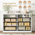 8 Drawer Dresser for Bedroom, Modern Fluted Double Dresser, 55" Wide Chest of Dressers, Wooden Beside Table for Closet, Living Room and Entryway, White