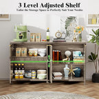 Fluted Sideboard Buffet Cabinet, 55" Large Storage Buffet Cabinet with 4 Doors and Adjustable Shelves, Modern Sideboard Console Table for Living Room,Entryway,Dinning Room,Kitchen-Grey