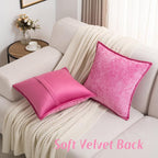 FUTEI Hot Pink Chenille Throw Pillow Covers 16x16 Inch Set of 2,Soft Cozy Bound Edge Design Cushion Case,Home Decor for Couch Bed Living Room
