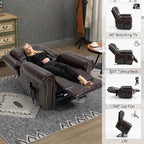 Recliner Chairs for Adults, Oversized Bedroom Chair with Massage, Sofa Chair Home Theater Seating with Lumbar Support, Lift Chair for Elderly, Nursery Chair for Living Room (Breathable Leather)