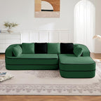 Cloud Sectional Sofa Modern Boneless Couch for Living Room, Comfy Deep Seat Comfy Teddy Fabric Double Sofa Chaise No Assembly Required (Green, 106" L Shape with Right Facing)