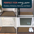 ubdyo 2 Pack Extra Durable Door Mat Outdoor Entrance - Muddy Dirt Trapping Outdoor Mats - Low Pile Front Door Mat Outside Entrance - Anti Slip Indoor Doormat - 30'' x 17'', Bright Brown
