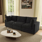 WJShome Modern Sectional Couches for Living Room,100 Inch 3-Seater Chenille Deep Seat Modular Sofa, Cloud Couch for Bedroom and Apartment，Black