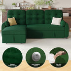 Ucloveria Sleeper Sofa Bed, 86" Convertible Sectional Sofa Couches for Living Room, Pull Out Couch Bed with Reversible Storage Chaise | USB Ports | Side Pockets | Removable Backrest