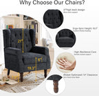 Lumibee High Back Accent Chair Set of 2,Upholstered Wingback Armchair with Solid Wood Legs for Small Spaces,Comfy Single Sofa Chair for Living Room,Bedroom,Office-Black Blue