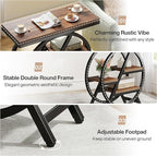 Tribesigns End Table Set of 2, 3-Tier Narrow Sofa Side Table with Storage for Living Room, Wood End Table with Geometric Metal Frame, Industrial Nightstand and Bedside Table for Bedroom, Rustic Brown